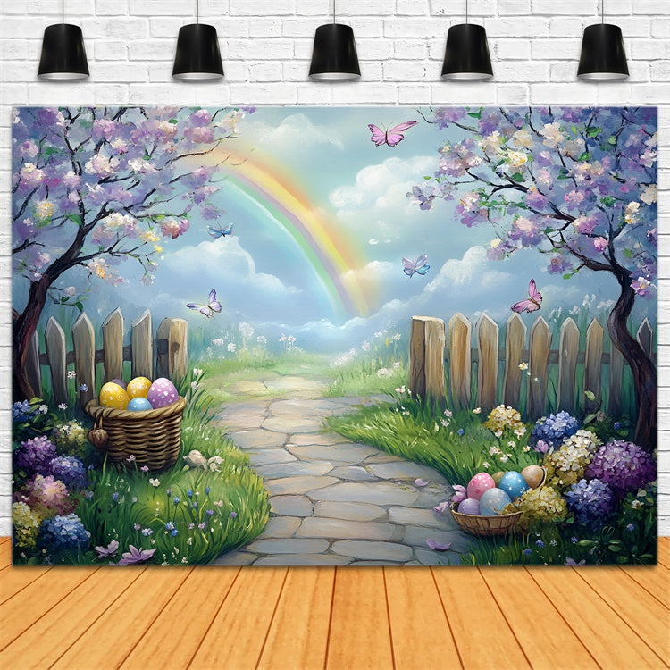 Toile de fond Studio Photo Pâques Papillon Jardin Œufs Pastel CSH2-16