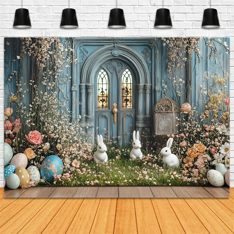 Toile de fond Studio Photo Pâques Jardin Lapin Porte Printanière CSH2-20