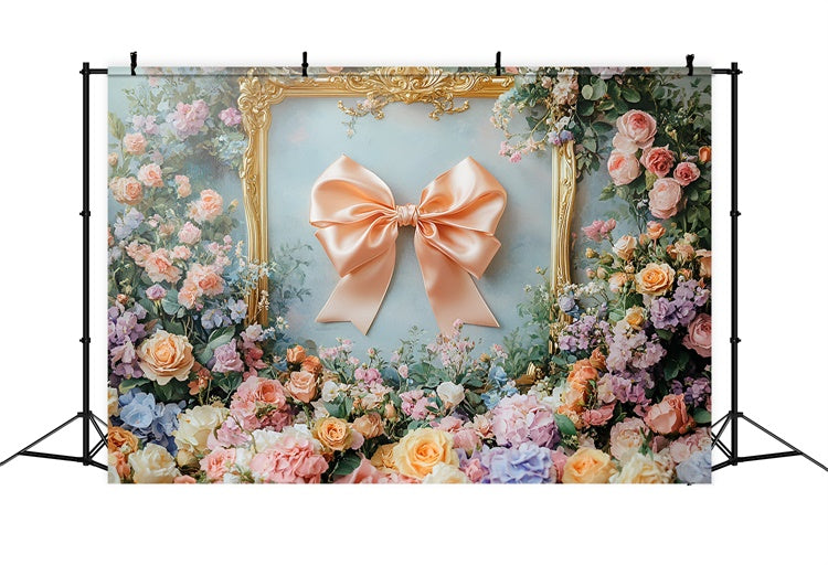 Toile de fond Mur de Fleurs Rêve Floral Nœud en Soie Encadré CSH2-217