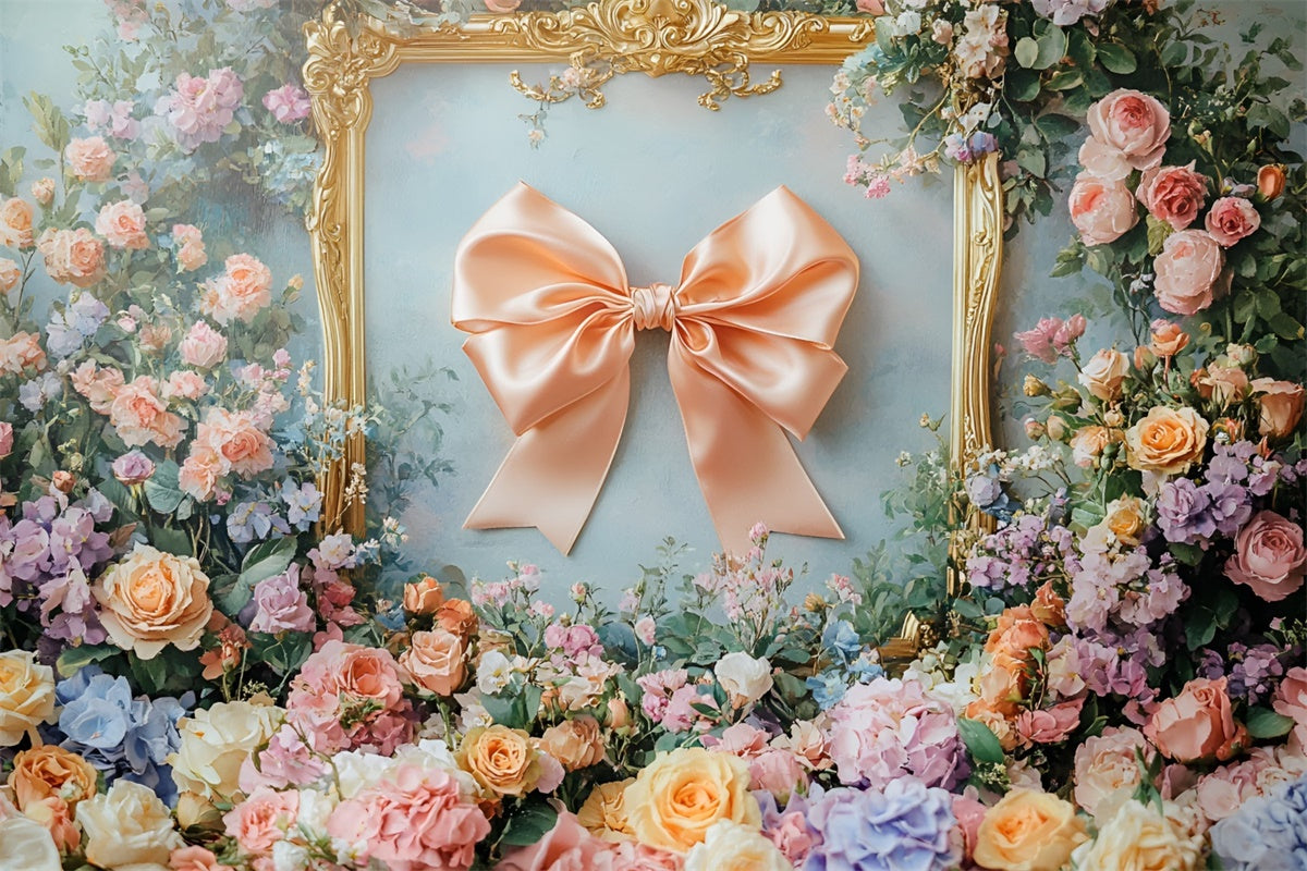 Toile de fond Mur de Fleurs Rêve Floral Nœud en Soie Encadré CSH2-217