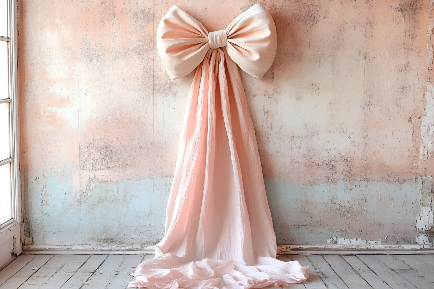 Toile de fond Mur Vintage Doux Satin Blush Nœud Drapé CSH2-221