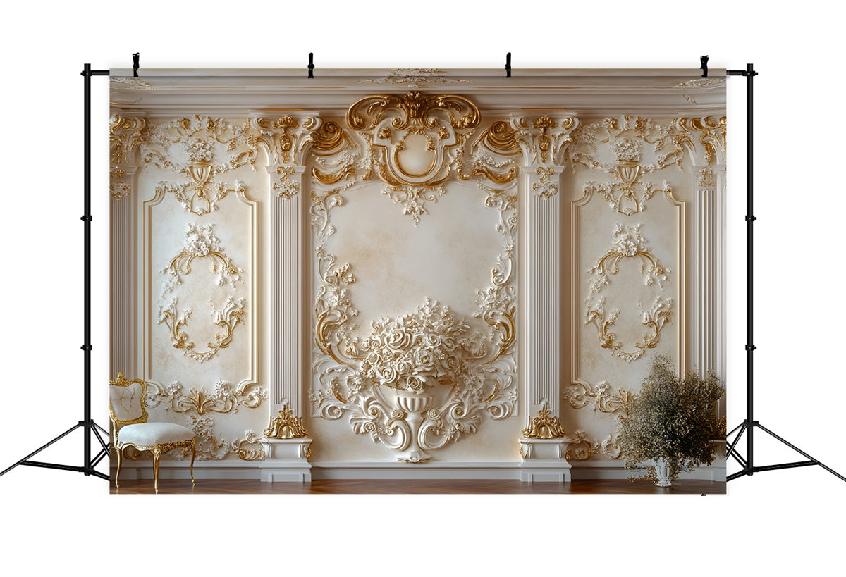 Toile de fond Mur de Fleurs Luxueux Floral Chaise Élégante CSH2-224