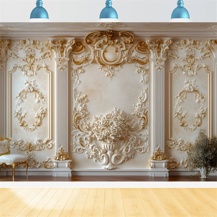 Toile de fond Mur de Fleurs Luxueux Floral Chaise Élégante CSH2-224