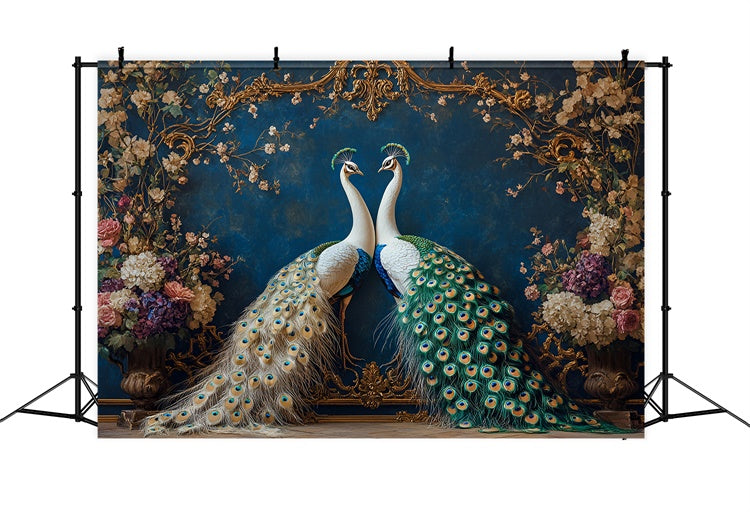Toile de fond Mur de Fleurs Paon Royal Cadres Floraux CSH2-230