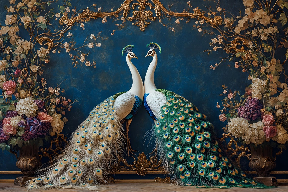 Toile de fond Mur de Fleurs Paon Royal Cadres Floraux CSH2-230