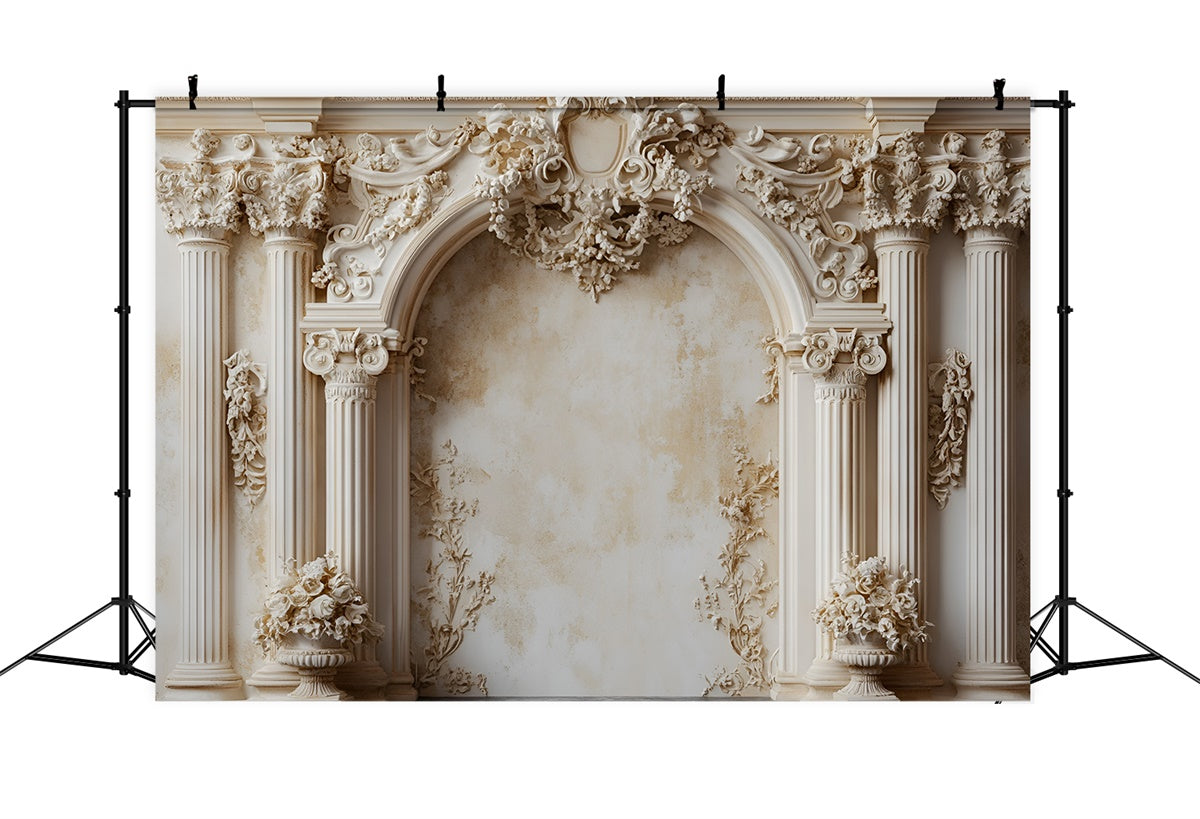 Toile de fond Mur Vintage Colonnes Classiques Arche Crème CSH2-234