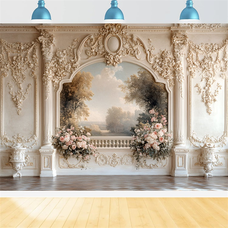 Toile de fond Mur de Fleurs Jardin Vintage Balcon Fleuri CSH2-236