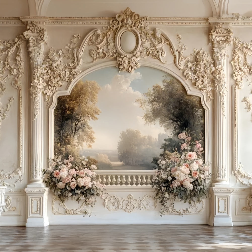 Toile de fond Mur de Fleurs Jardin Vintage Balcon Fleuri CSH2-236