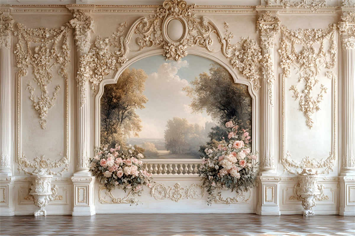 Toile de fond Mur de Fleurs Jardin Vintage Balcon Fleuri CSH2-236