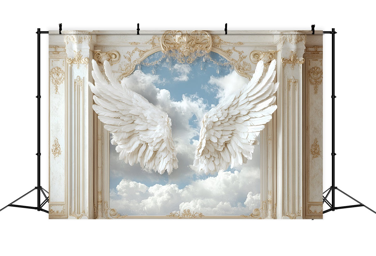 Toile de fond Mur Vintage Ailes d’Ange Blanches Ciel CSH2-240
