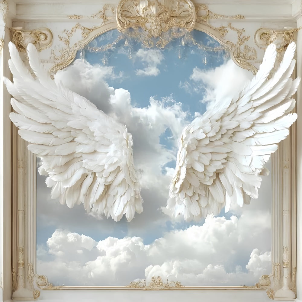 Toile de fond Mur Vintage Ailes d’Ange Blanches Ciel CSH2-240