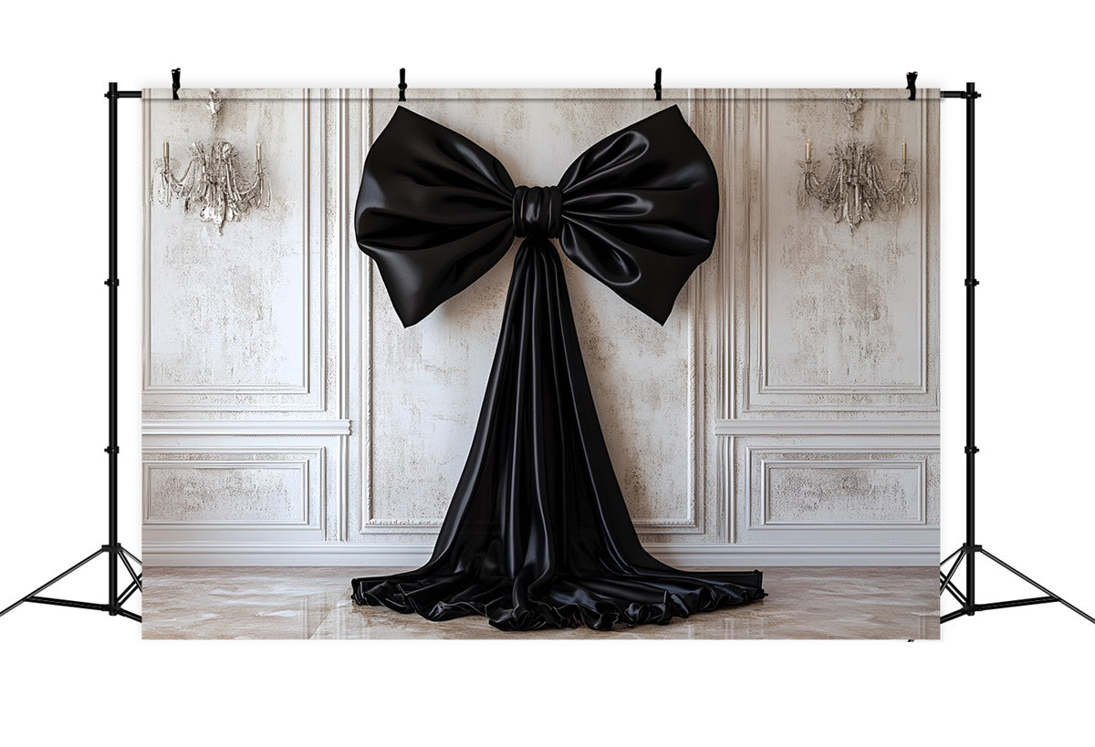 Toile de fond Mur Vintage Élégant Nœud Satin Noir CSH2-242