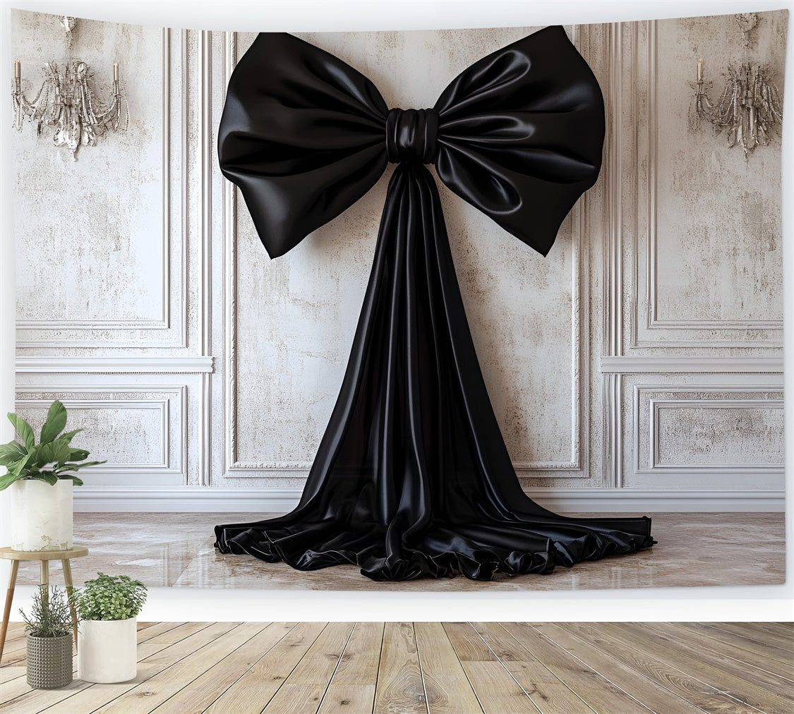 Toile de fond Mur Vintage Élégant Nœud Satin Noir CSH2-242