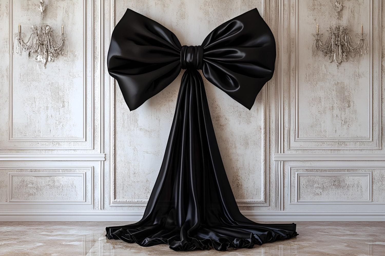 Toile de fond Mur Vintage Élégant Nœud Satin Noir CSH2-242