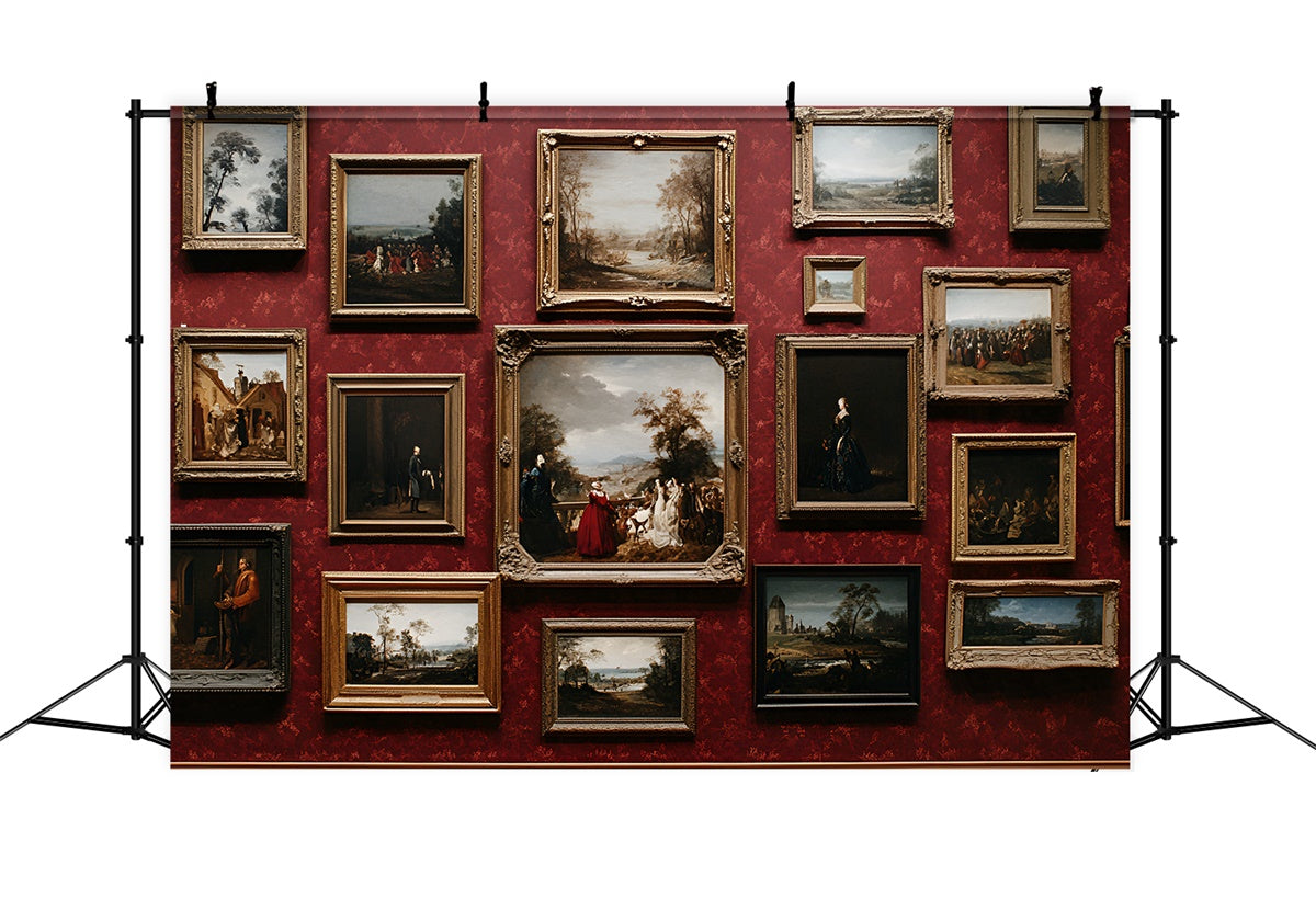 Toile de fond Mur Rouge Galerie d’Art Vintage Cadres CSH2-246