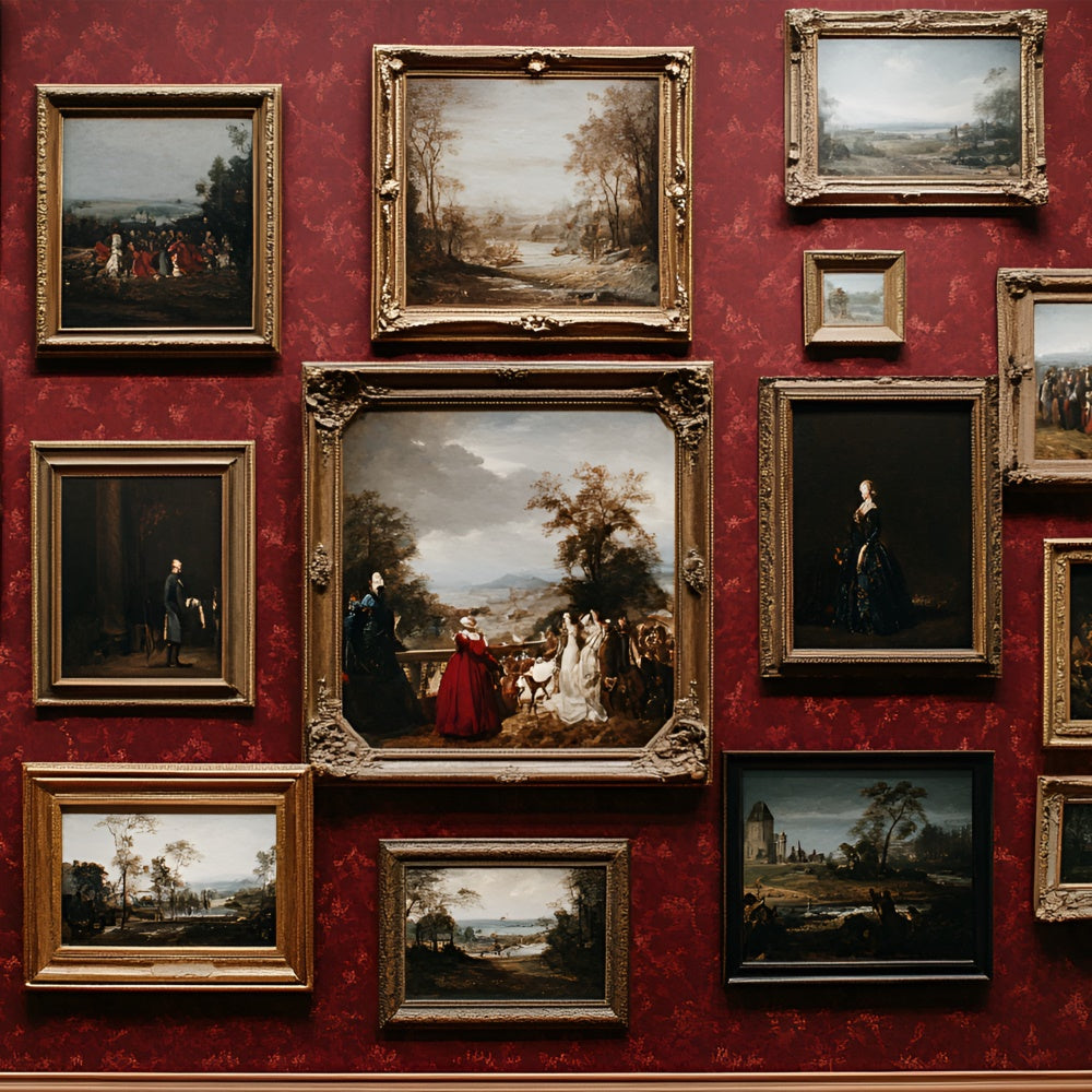 Toile de fond Mur Rouge Galerie d’Art Vintage Cadres CSH2-246