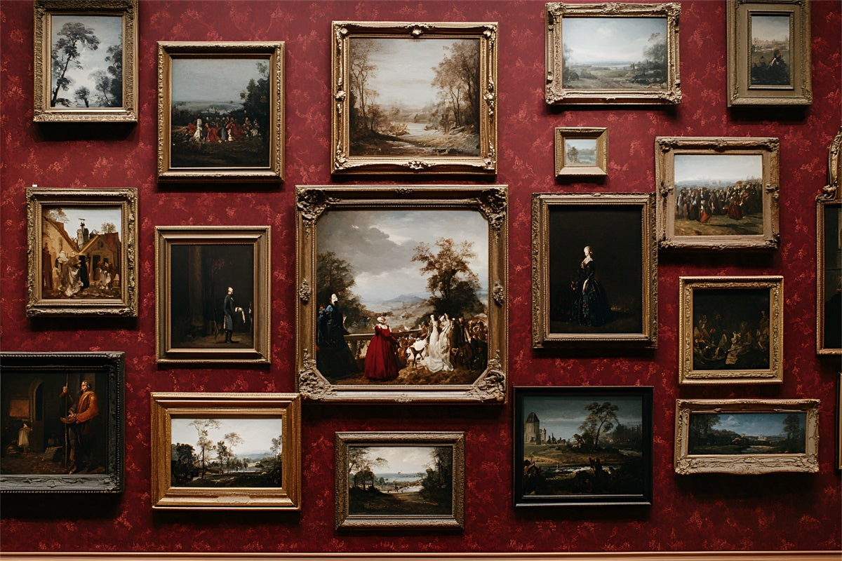 Toile de fond Mur Rouge Galerie d’Art Vintage Cadres CSH2-246