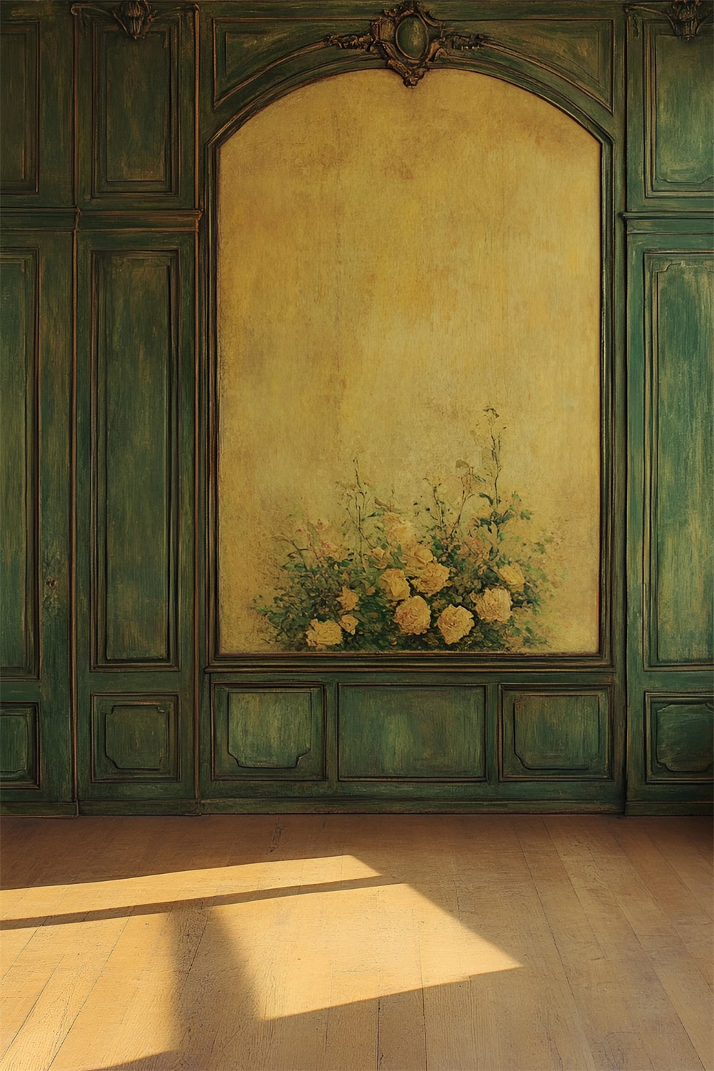 Toile de fond Mur Vert Vintage Fleur Jaune Mur Vert CSH2-252