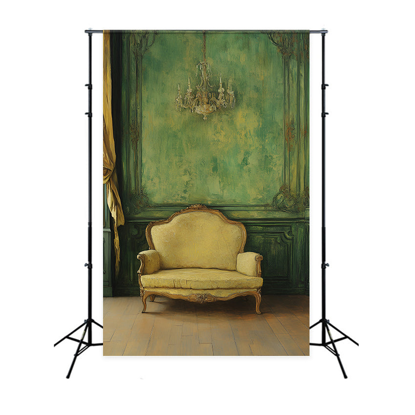 Toile de fond Mur Vert Vintage Salon Vert Canapé CSH2-253