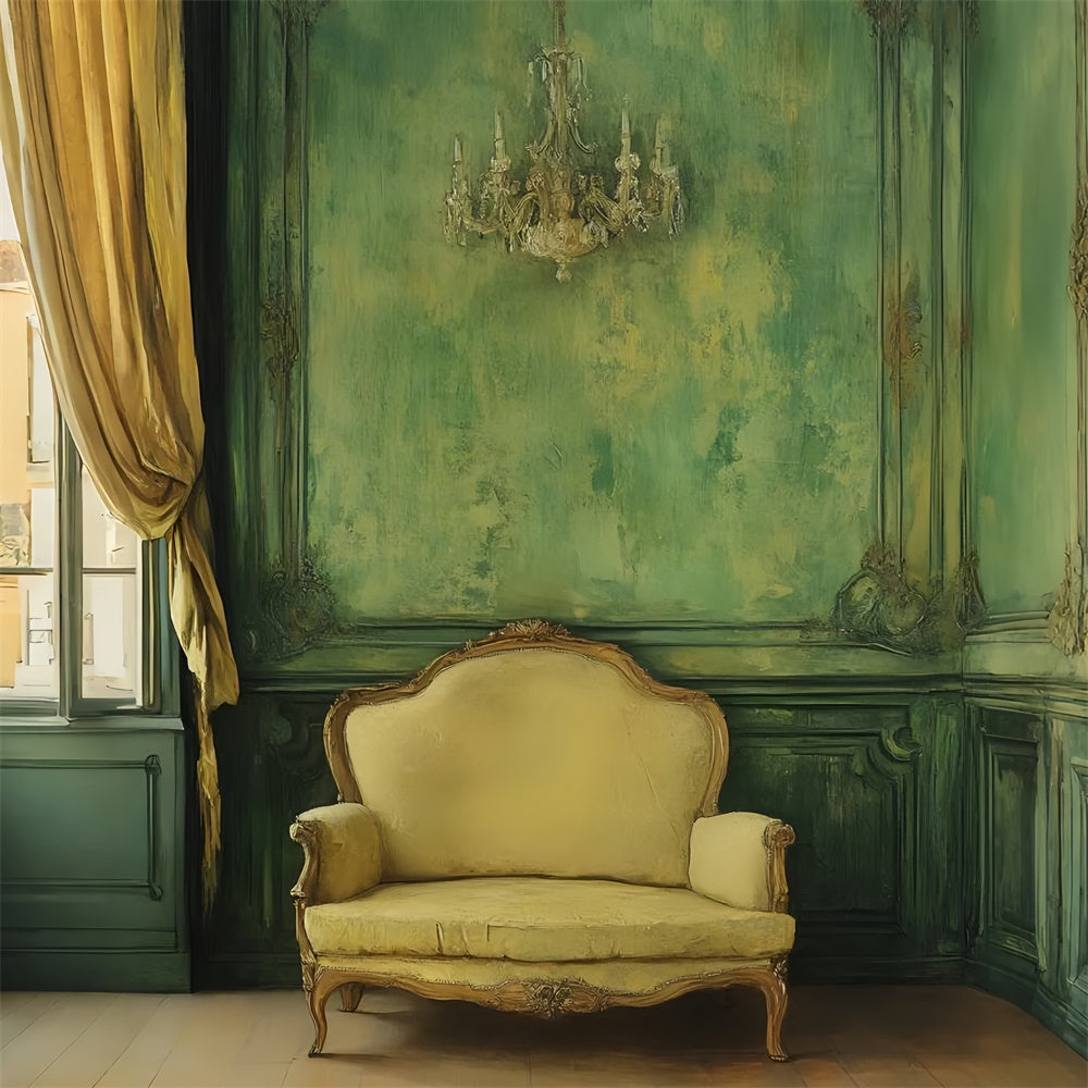 Toile de fond Mur Vert Vintage Salon Vert Canapé CSH2-253