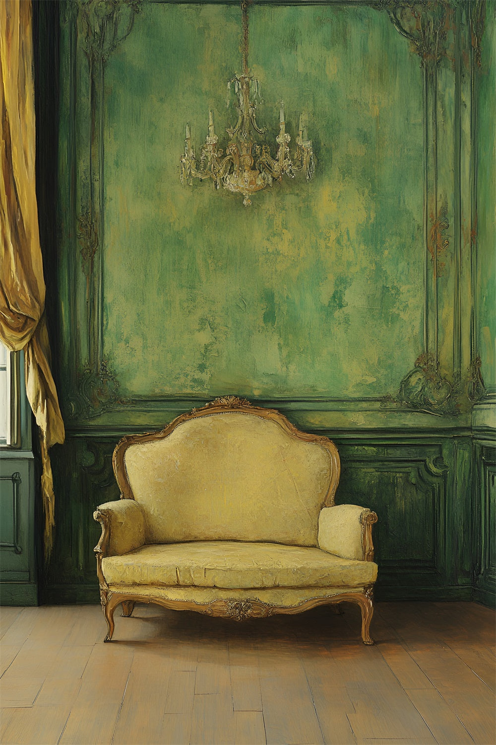 Toile de fond Mur Vert Vintage Salon Vert Canapé CSH2-253