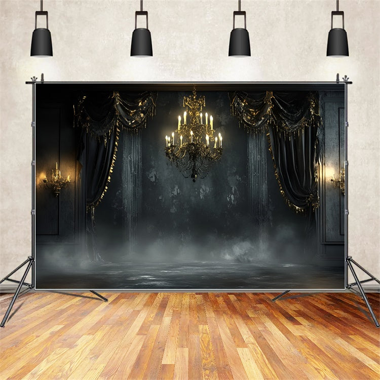 Toile de fond Mur Noir Gothique Lustre Noir Salle de Bal CSH2-256