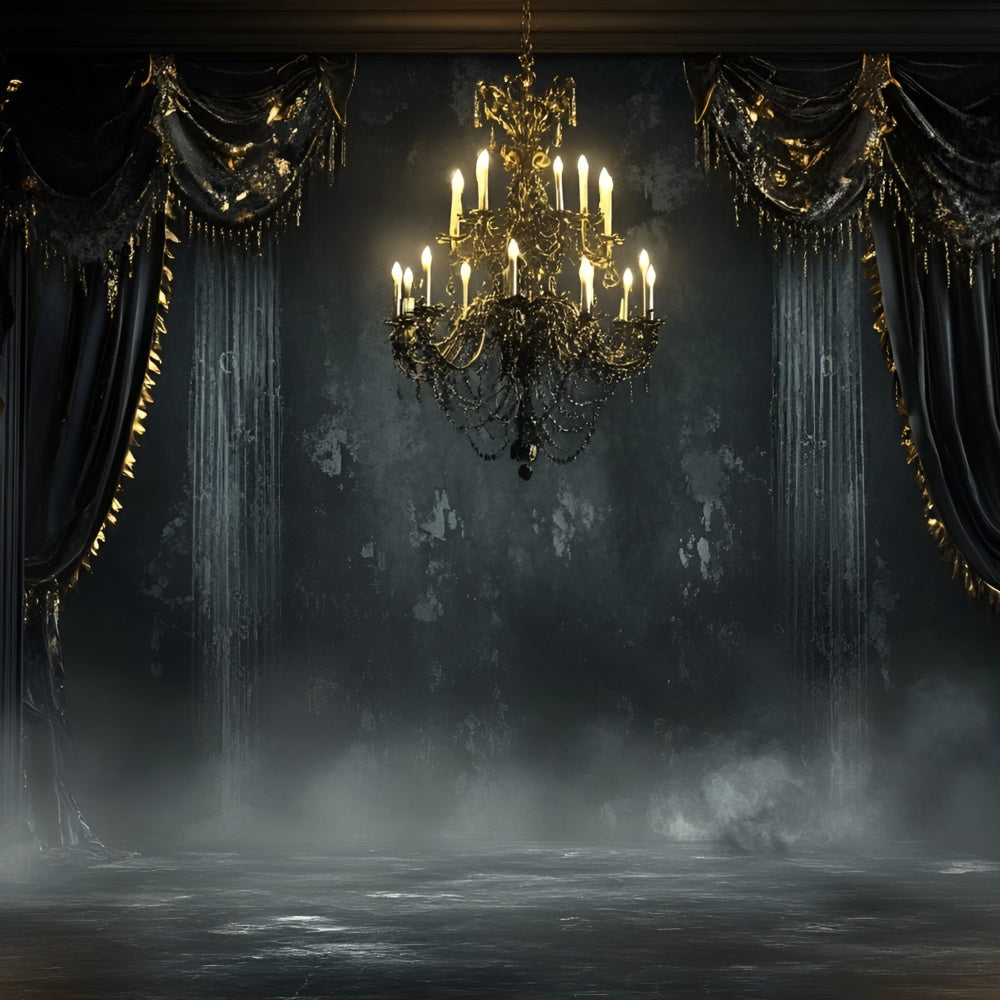 Toile de fond Mur Noir Gothique Lustre Noir Salle de Bal CSH2-256