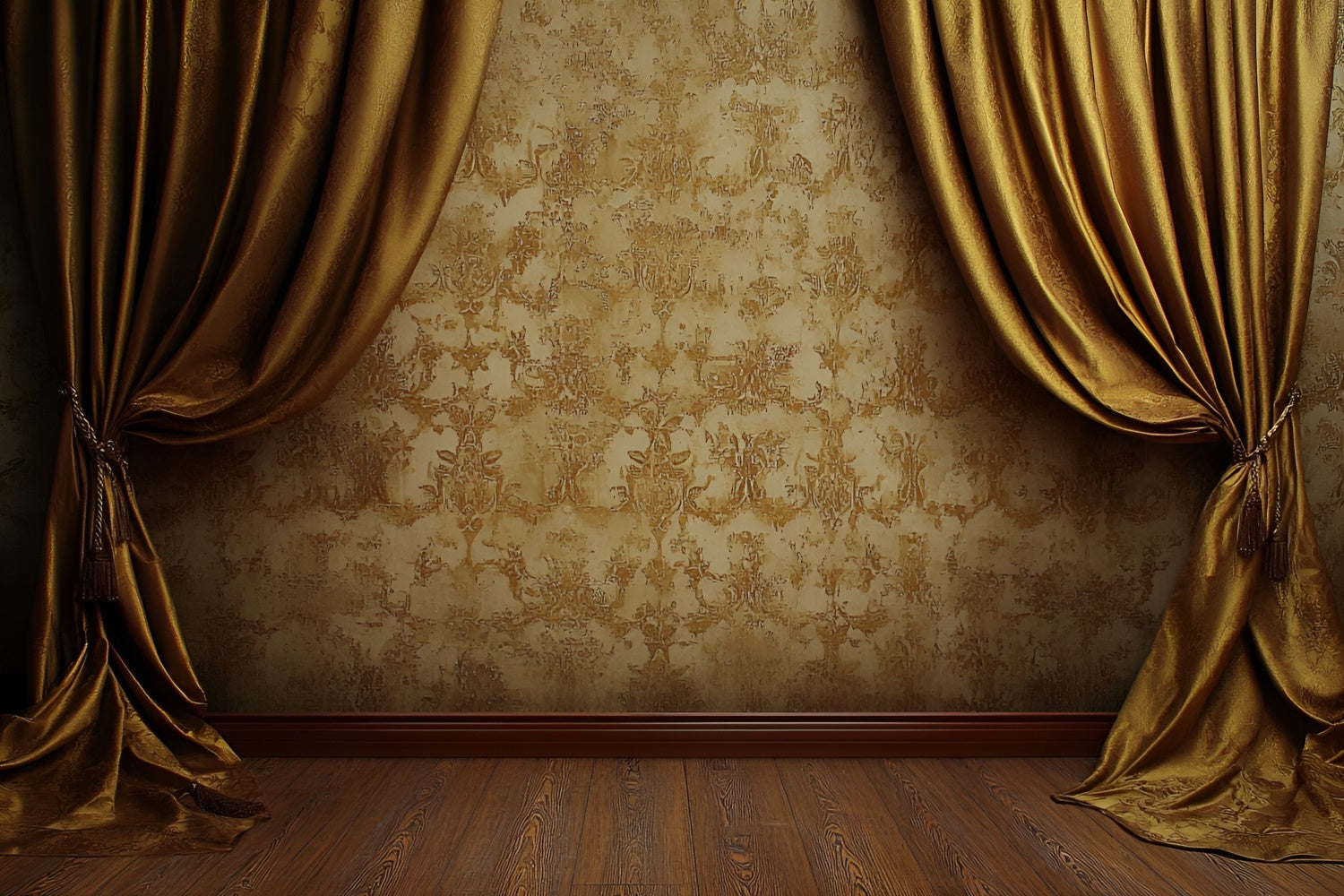 Toile de fond Mur Vintage Rideau de Velours Doré CSH2-265