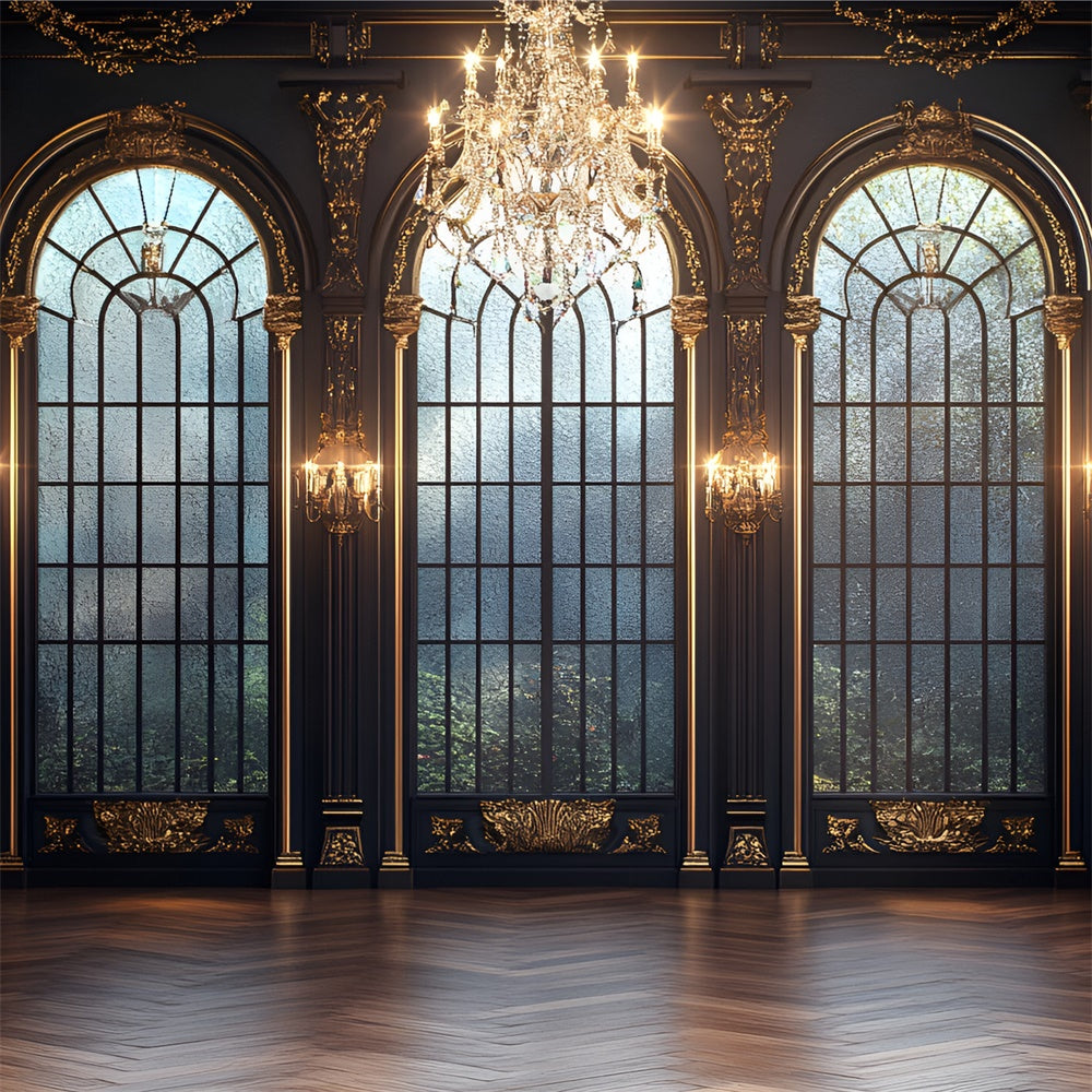 Toile de fond Mur Vintage Salle de Bal Royale Fenêtre en Arche CSH2-269