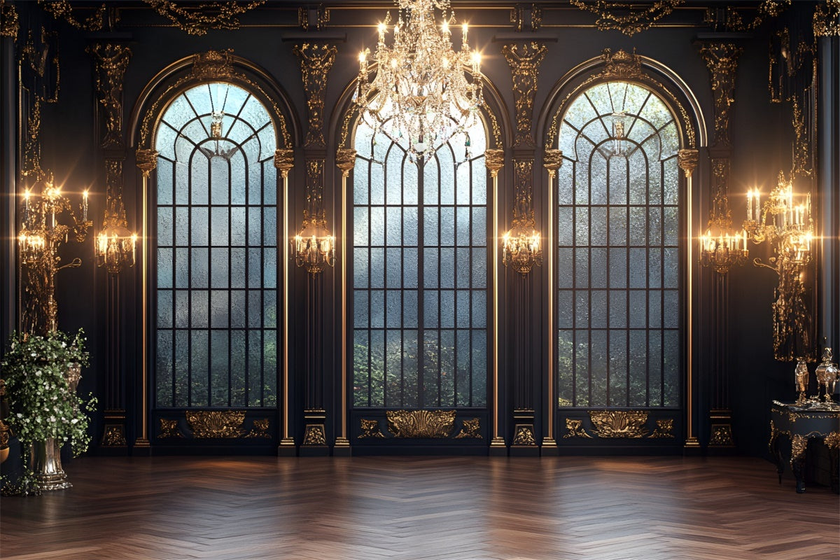 Toile de fond Mur Vintage Salle de Bal Royale Fenêtre en Arche CSH2-269