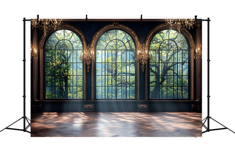 Toile de fond Mur Vintage Manoir Château Fenêtres Cintrées CSH2-270