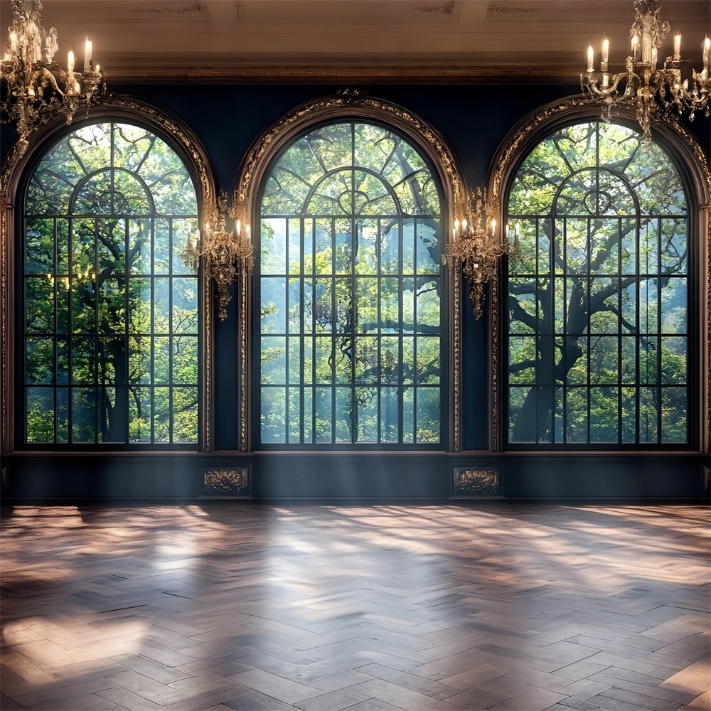 Toile de fond Mur Vintage Manoir Château Fenêtres Cintrées CSH2-270