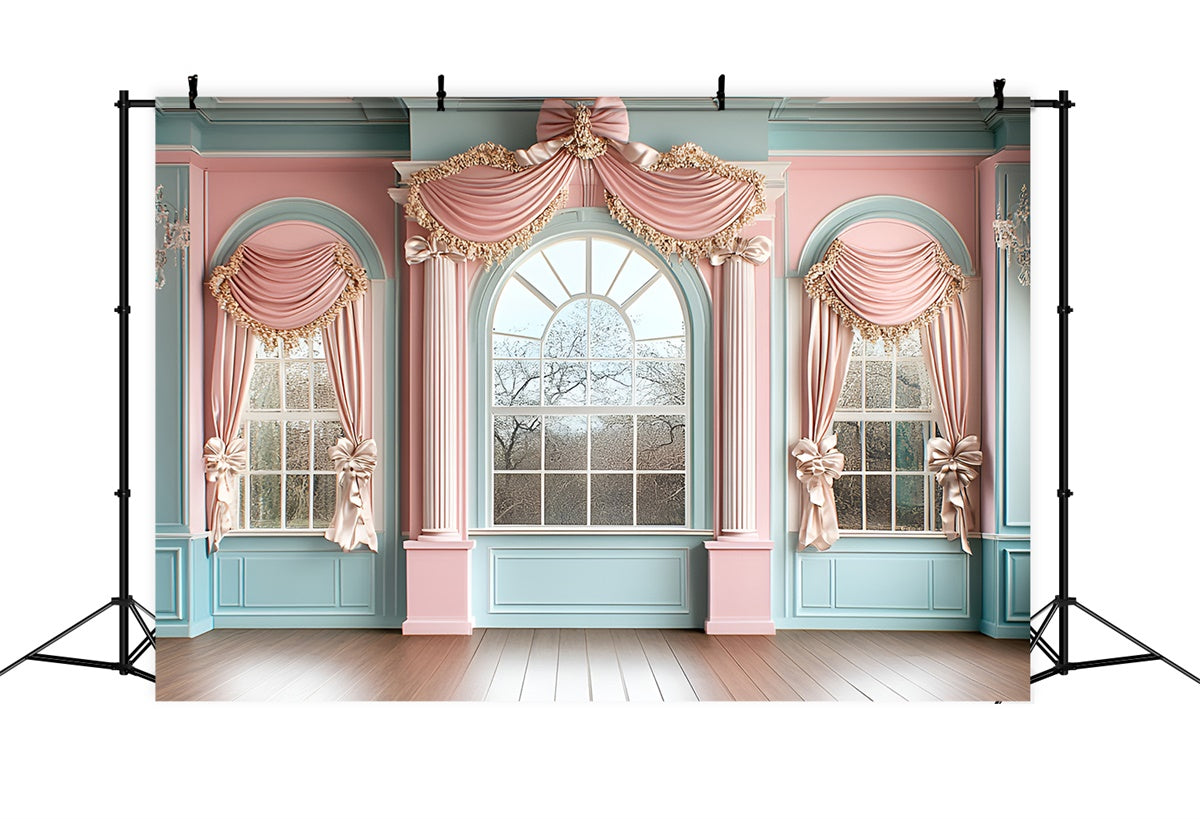 Toile de fond Mur Vintage Fenêtre Drapée Romantique Pastel CSH2-272