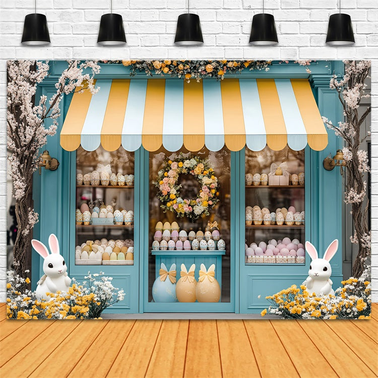 Toile de fond Déco Pâques Boutique Lapin Jolie Œufs Pastel CSH2-36