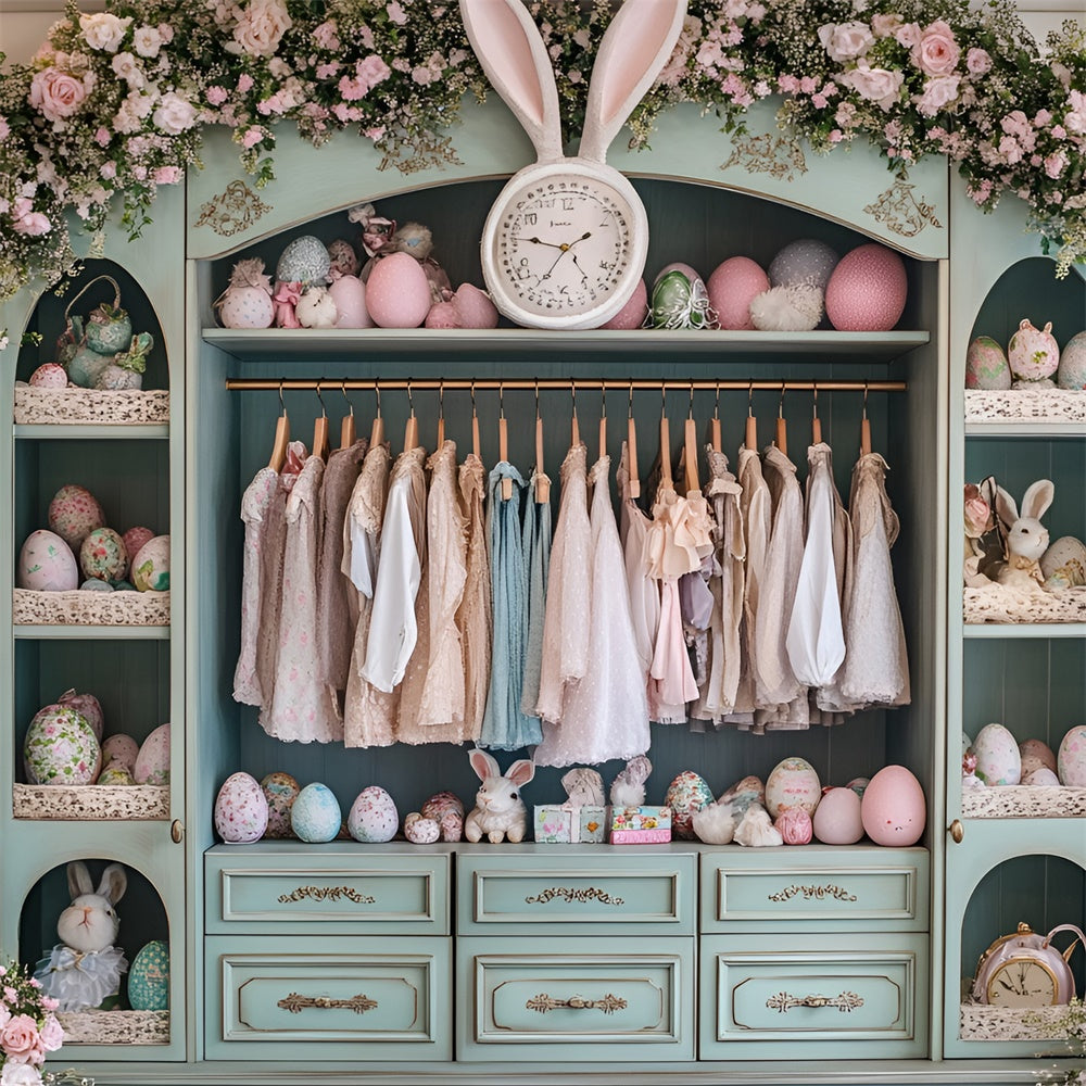 Toile de fond Photo Pâques Armoire Lapin Déco Florale CSH2-45