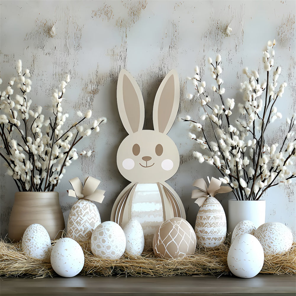 Toile de fond Déco Pâques Lapin Fantaisie et Œufs Colorés CSH2-54