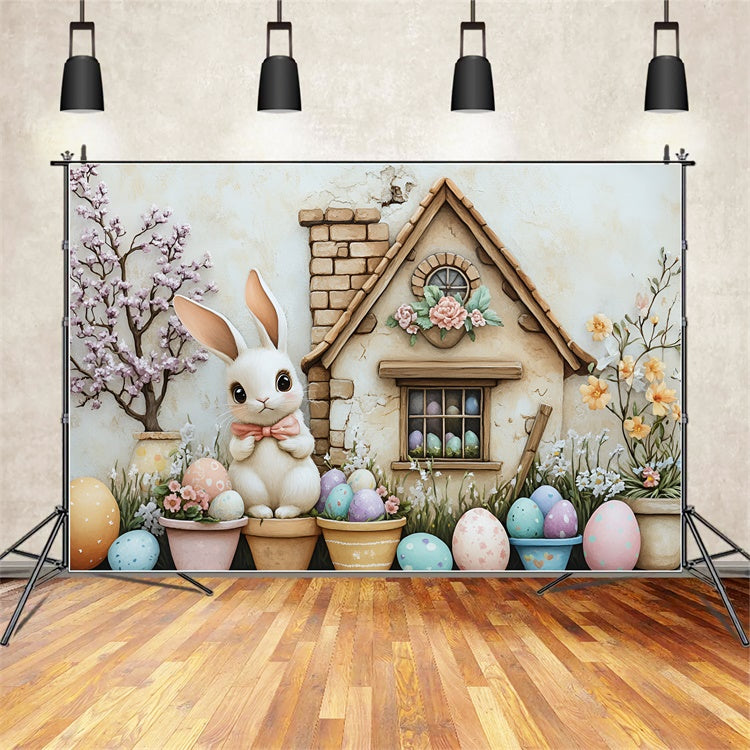 Toile de fond Studio Photo Pâques Jardin Fleuri Lapin Œuf CSH2-6