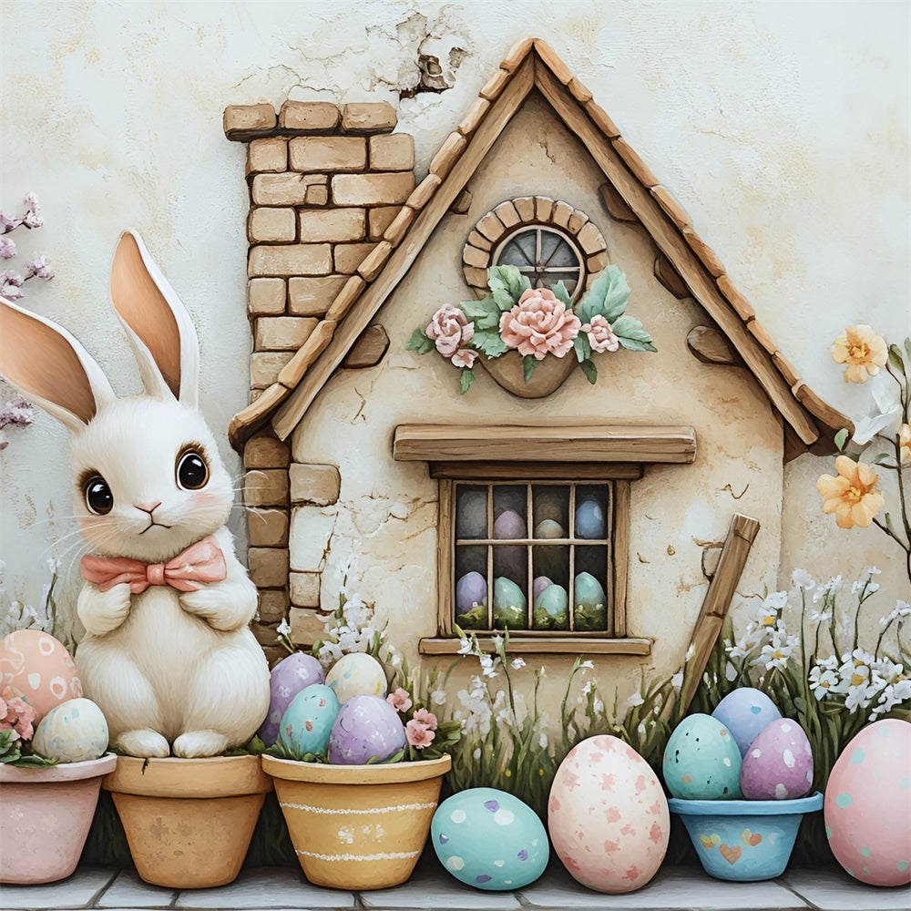 Toile de fond Studio Photo Pâques Jardin Fleuri Lapin Œuf CSH2-6