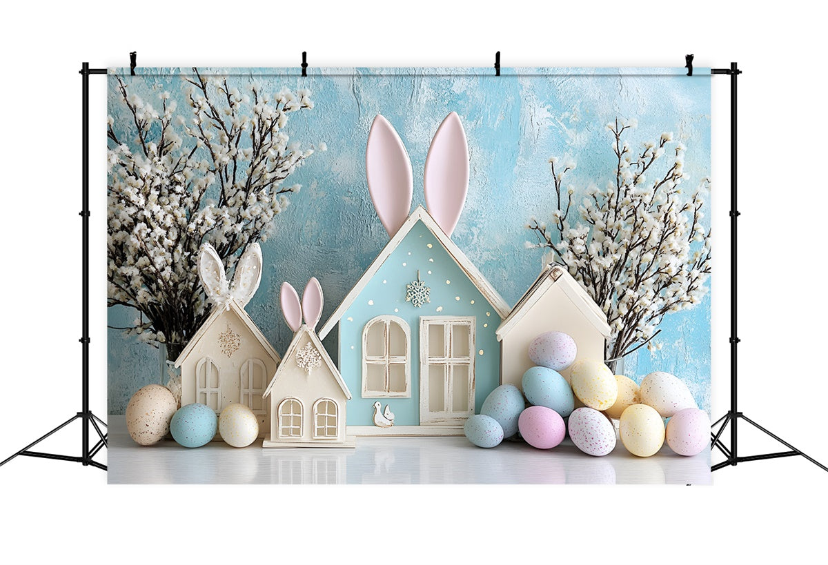 Toile de Fond Pâques Cottage Lapin Bleu Rêveur CSH2-62