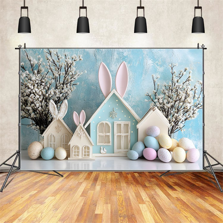 Toile de Fond Pâques Cottage Lapin Bleu Rêveur CSH2-62