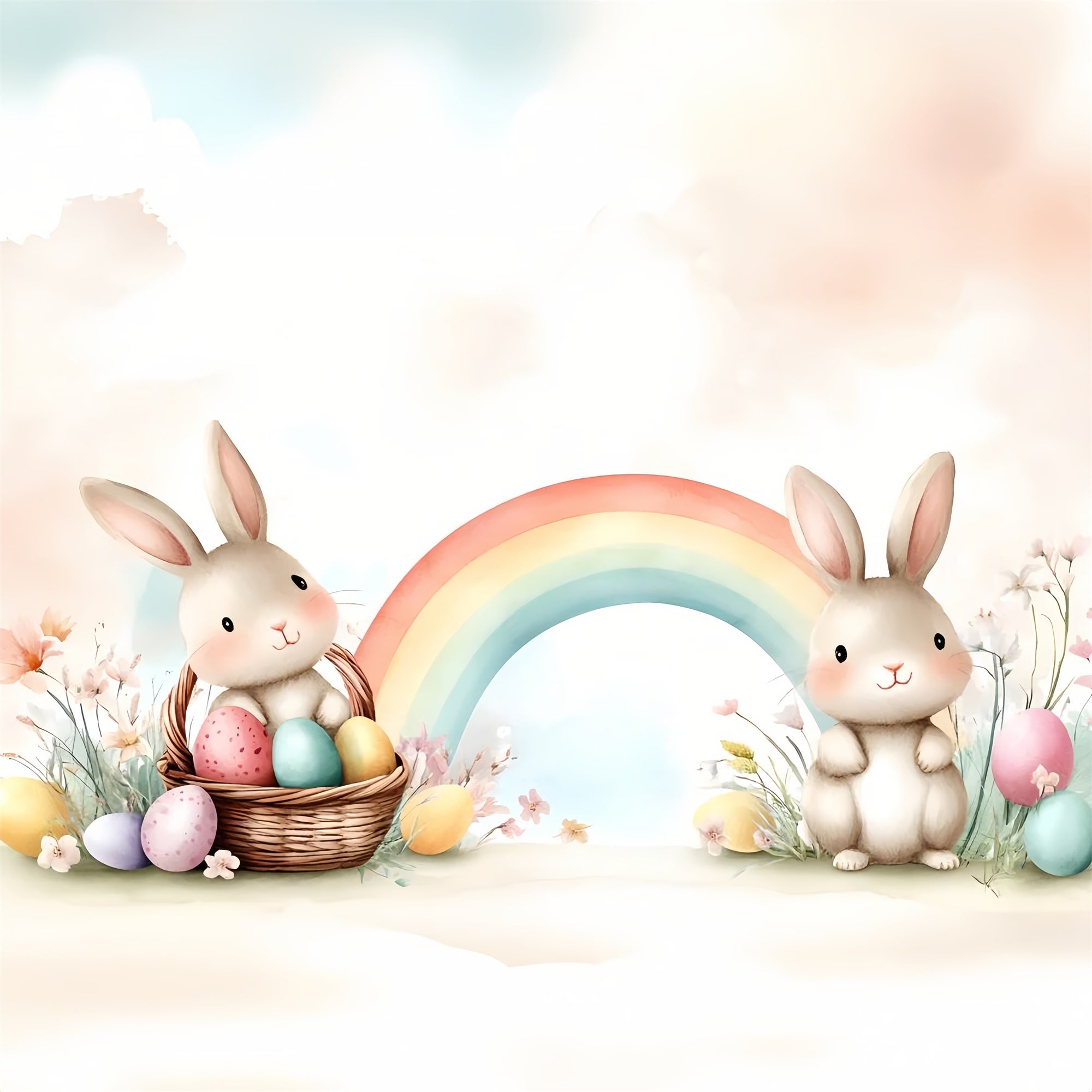 Toile de Fond Studio Photo Pâques Lapin Délicieux Arc-en-Ciel CSH2-77