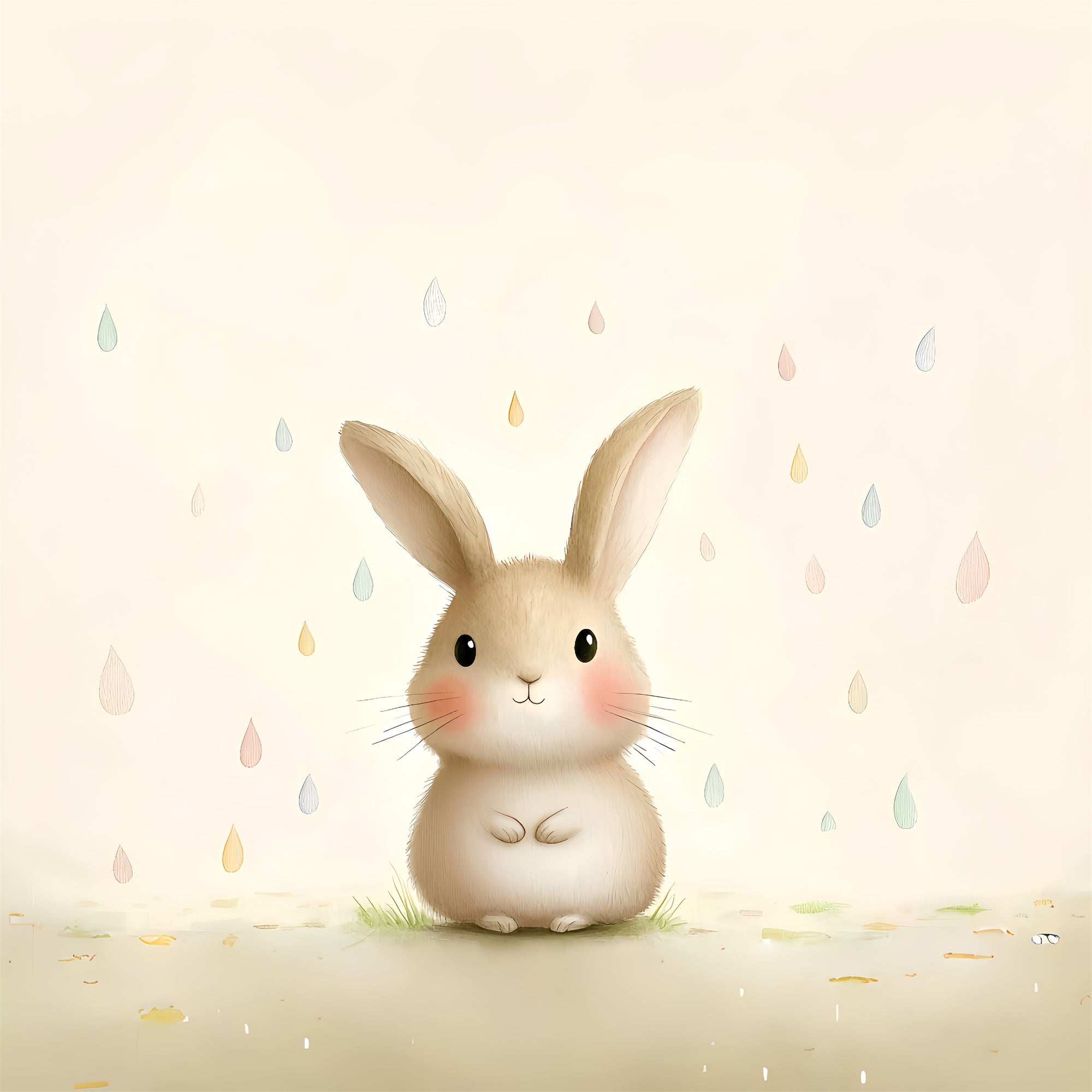 Toile de Fond Déco Pâques Lapin Gouttes de Pluie Douces CSH2-84
