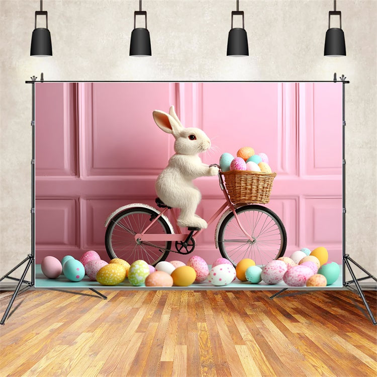 Toile de Fond Studio Photo Pâques Vélo Lapin Rose CSH2-88
