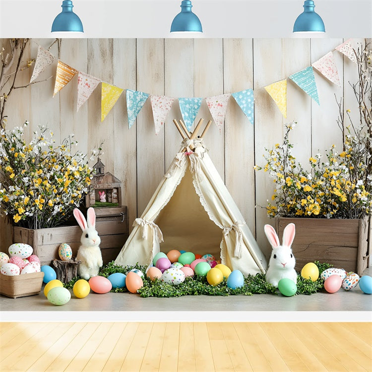 Toile de Fond Déco Pâques Teepee Floral Douillet CSH2-93