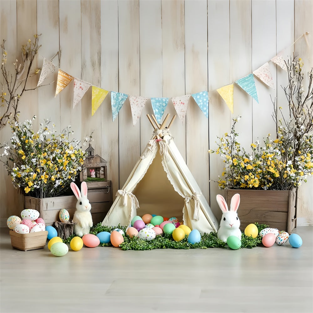 Toile de Fond Déco Pâques Teepee Floral Douillet CSH2-93