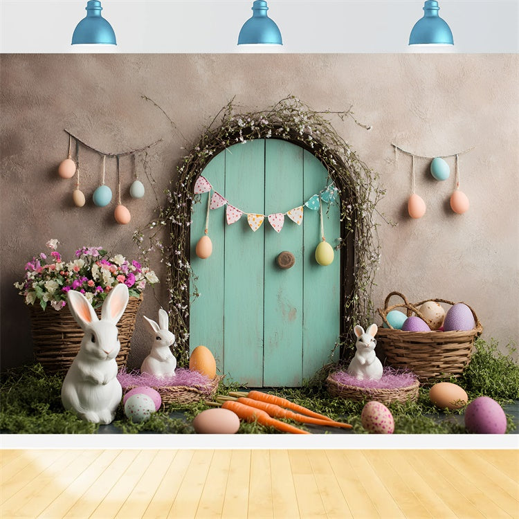 Toile de Fond Photo Pâques Jardin Lapin Pastel Doux CSH2-95