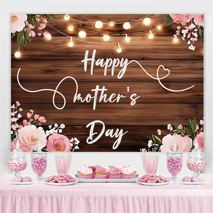 Toile de fond Fête des Mères Personnalisable Éclat de Fleurs sur Bois CSH3-106