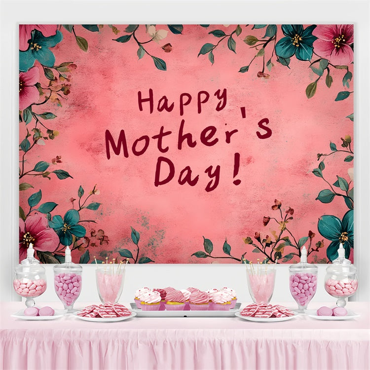Toile de fond Fête des Mères Personnalisable Cadre Floral Blush CSH3-115