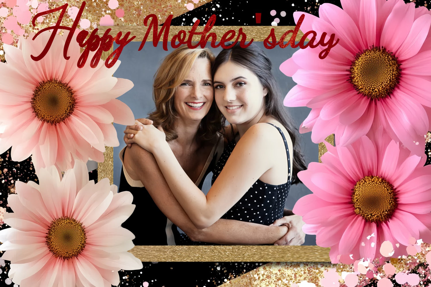 Toile de fond Fête des Mères Personnalisable Fleur Éclatante Rose CSH3-117