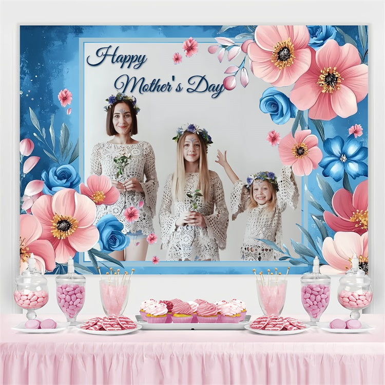 Toile de fond Fête des Mères Personnalisable Éclosion Bleue Romantique CSH3-123